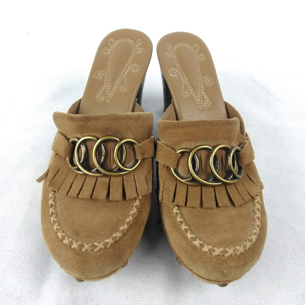 Rockport Truflex Brown Leather Slip On Clogs 6